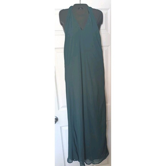 Show Me Your Mumu Jasmine Dress Size XXL Deep Green Chiffon  Halter Midi  New - Picture 4 of 10
